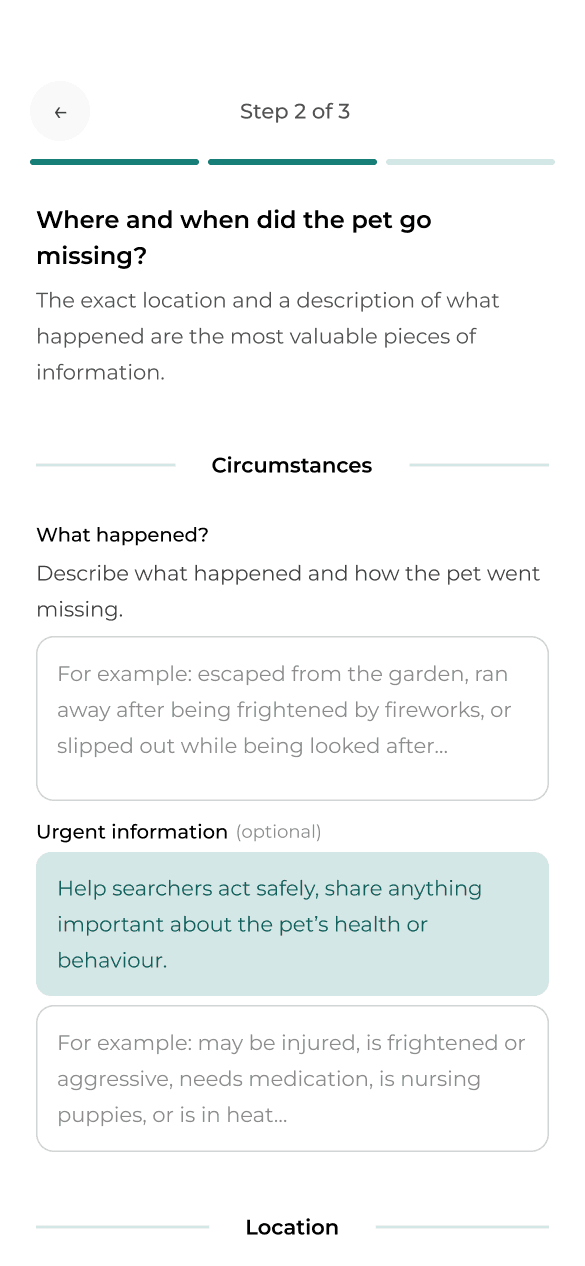 Final lost-pet report step